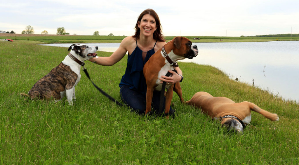 Timea H. Brady, DVM, and her dogs