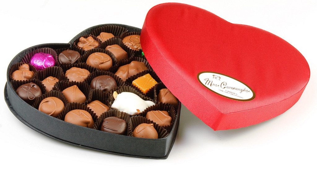 A heart-shaped box of chocolates