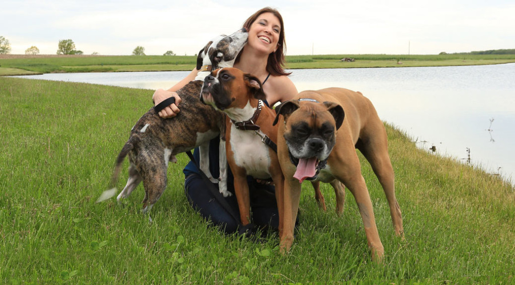 Timea H. Brady, DVM, and her dogs