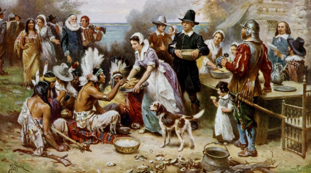 Painting showing the first Thanksgiving