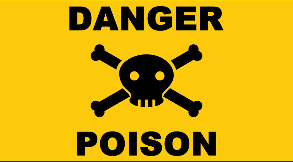 Skull and crossbones with Danger Poison warning