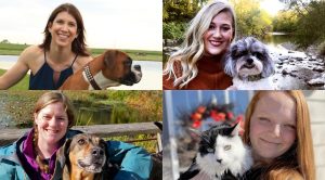 Photographs of four Brownsburg Animal Clinic staff veterinarians: Drs. Timea Brady, Tara Williams, Christine Inman and Haley Davis.